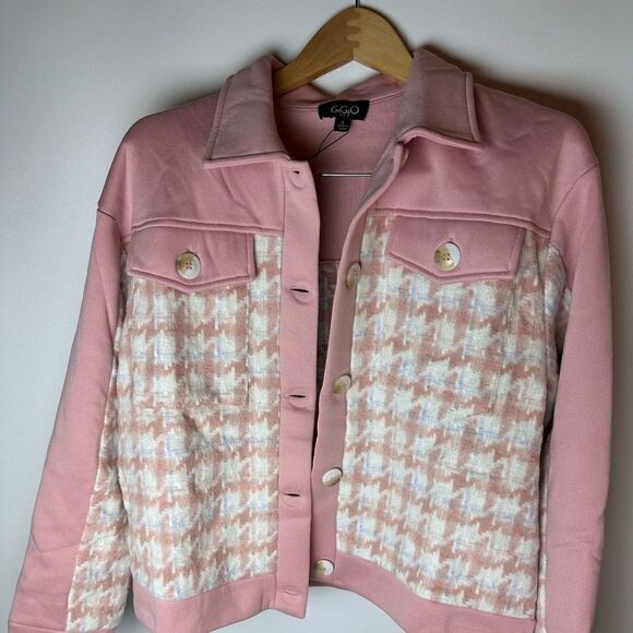 Blush pink houndstooth shacket - Picture 6 of 14